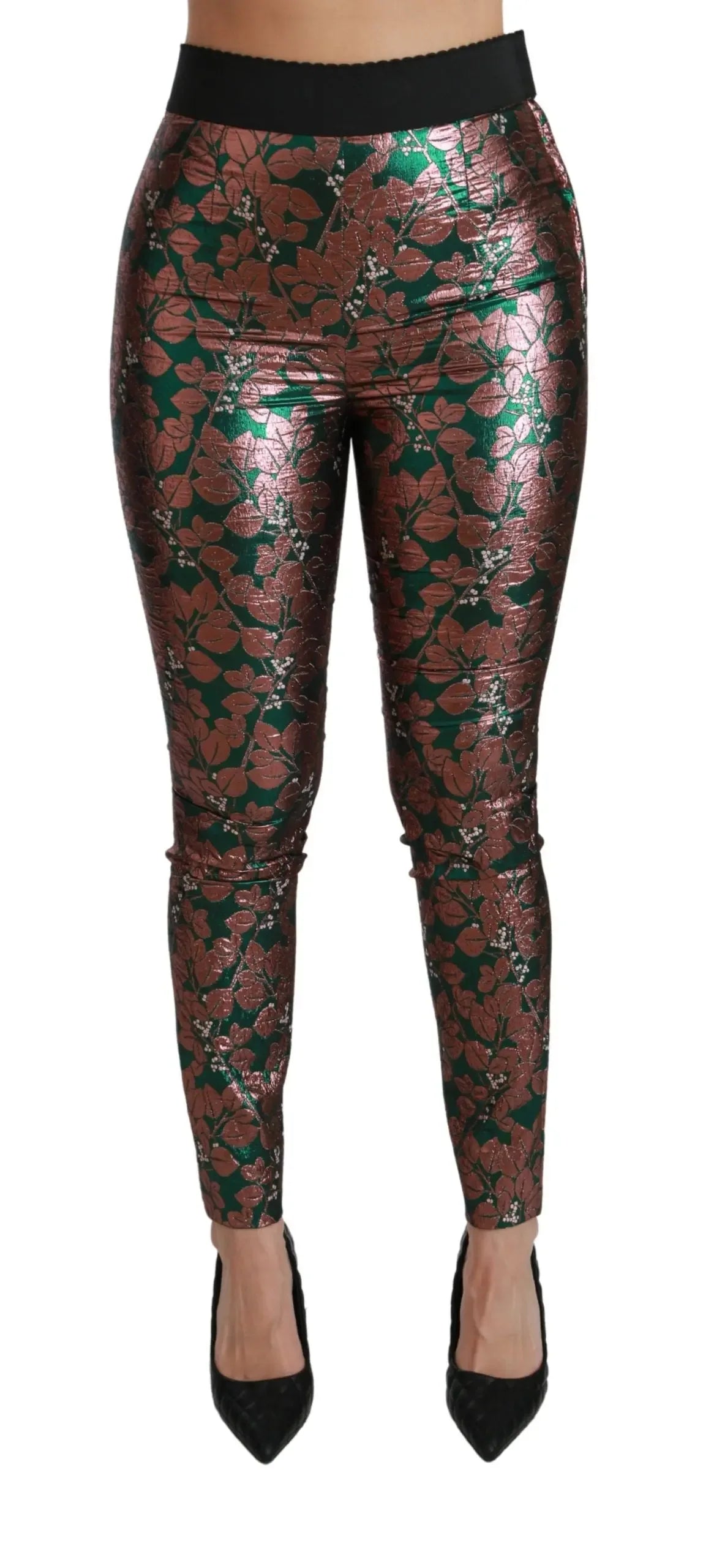 Dolce & Gabbana Green Bronze Leaf Tights Skinny Pants - Zeiniez