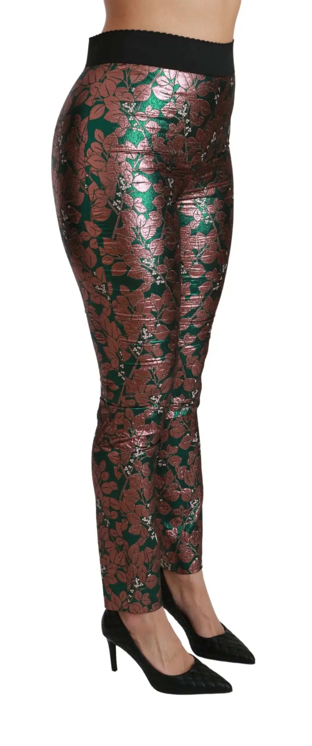 Dolce & Gabbana Green Bronze Leaf Tights Skinny Pants - Zeiniez