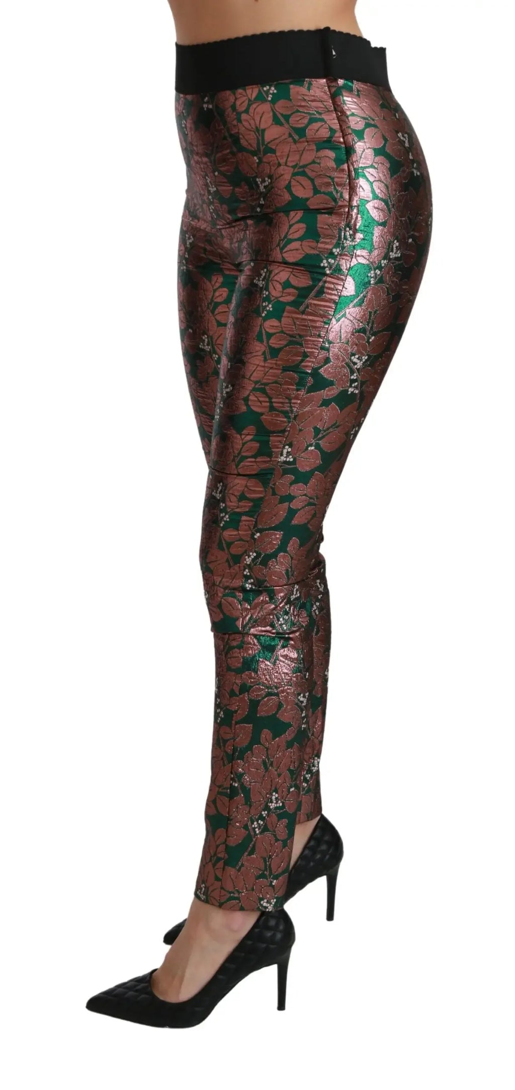 Dolce & Gabbana Green Bronze Leaf Tights Skinny Pants - Zeiniez
