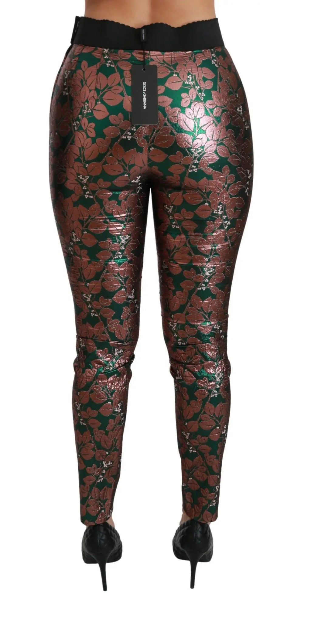 Dolce & Gabbana Green Bronze Leaf Tights Skinny Pants - Zeiniez
