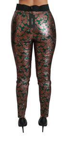 Dolce & Gabbana Green Bronze Leaf Tights Skinny Pants - Zeiniez