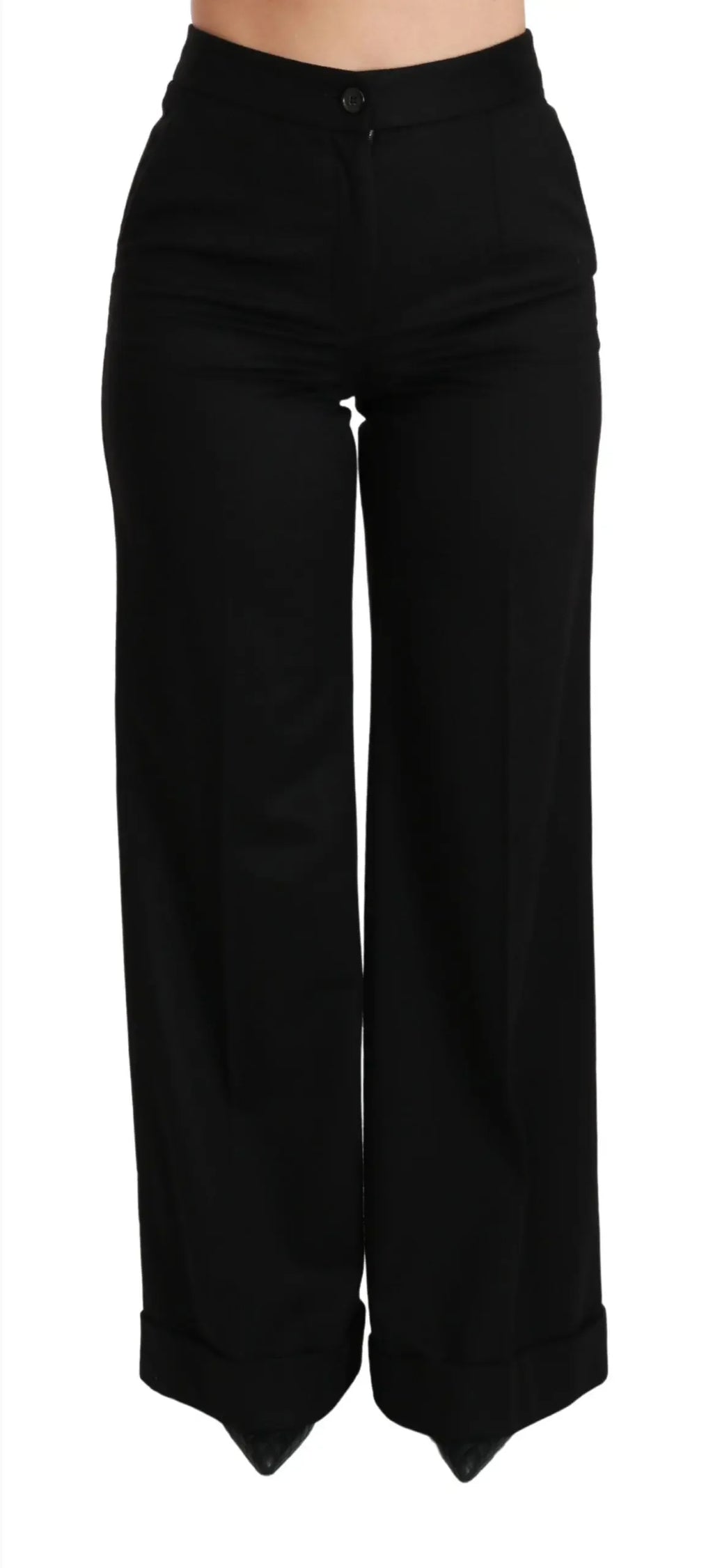 Dolce & Gabbana Black Wide Leg Flared Trouser Cashmere Pants - Zeiniez