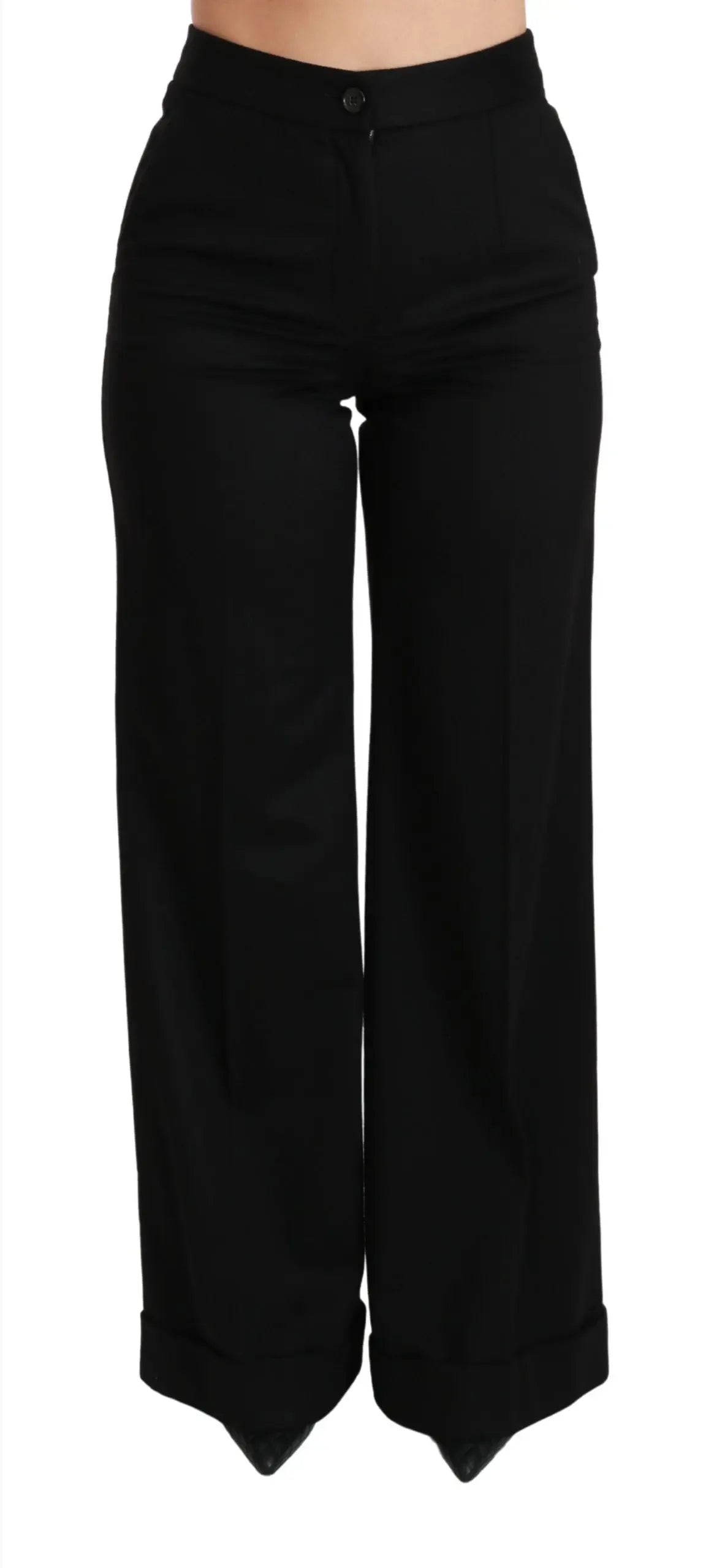 Dolce & Gabbana Black Wide Leg Flared Trouser Cashmere Pants - Zeiniez