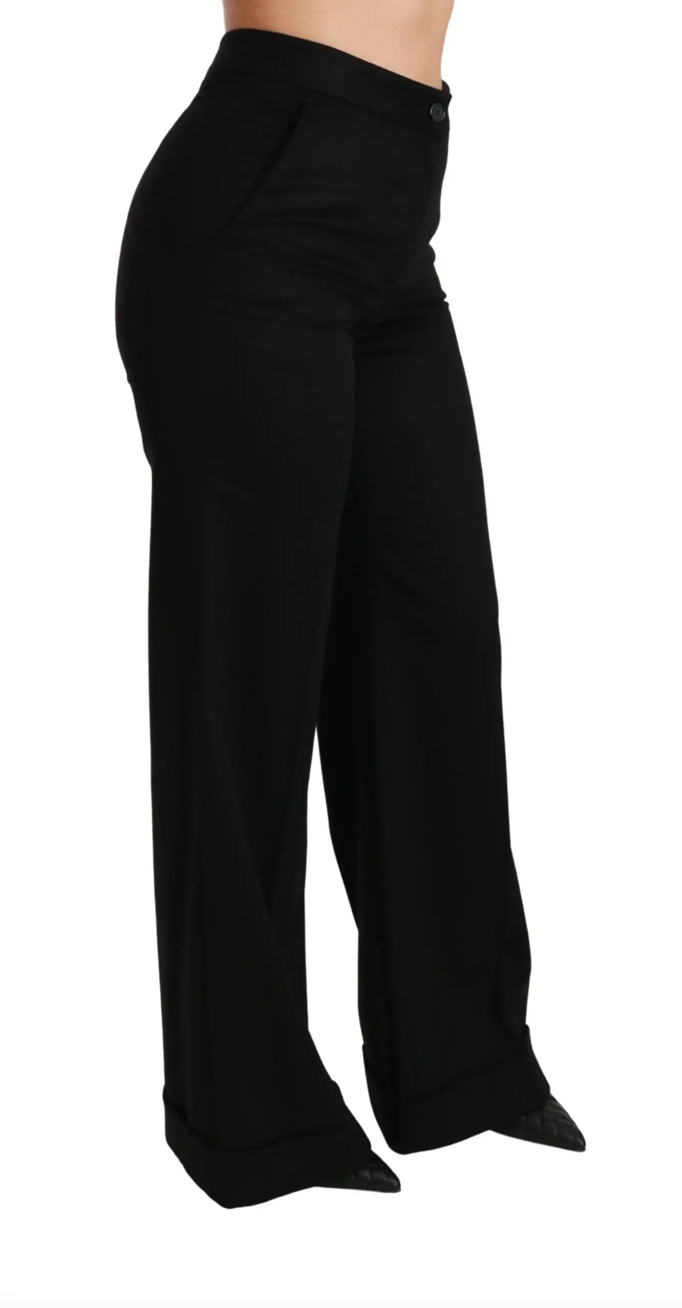 Dolce & Gabbana Black Wide Leg Flared Trouser Cashmere Pants - Zeiniez
