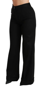 Dolce & Gabbana Black Wide Leg Flared Trouser Cashmere Pants - Zeiniez