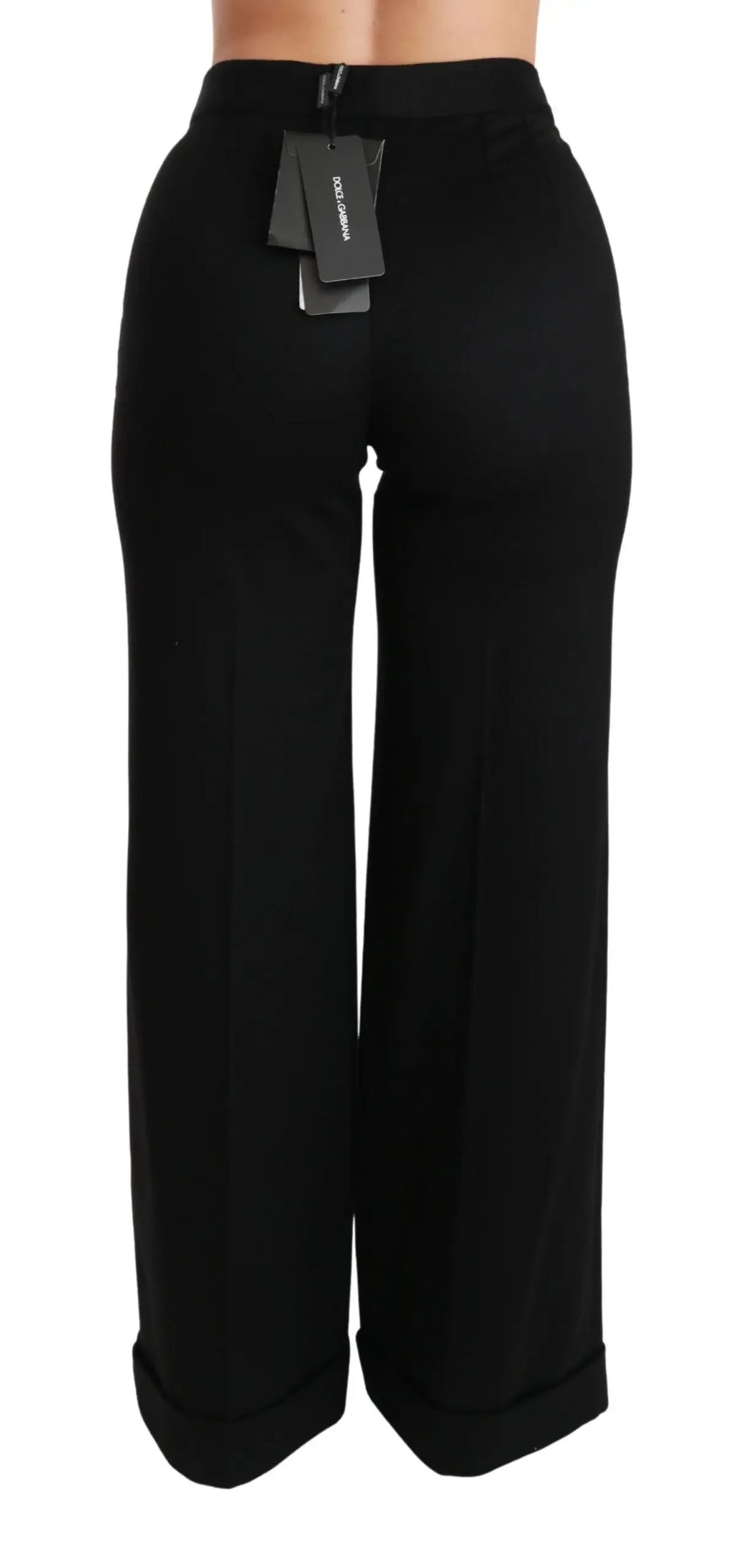Dolce & Gabbana Black Wide Leg Flared Trouser Cashmere Pants - Zeiniez
