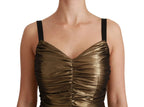 Dolce & Gabbana Gold Metallic Stretch Bodycon Ruched Dress - Zeiniez