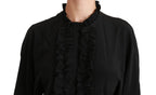 Dolce & Gabbana Black Silk Shirt Ruffled Top Blouse - Zeiniez
