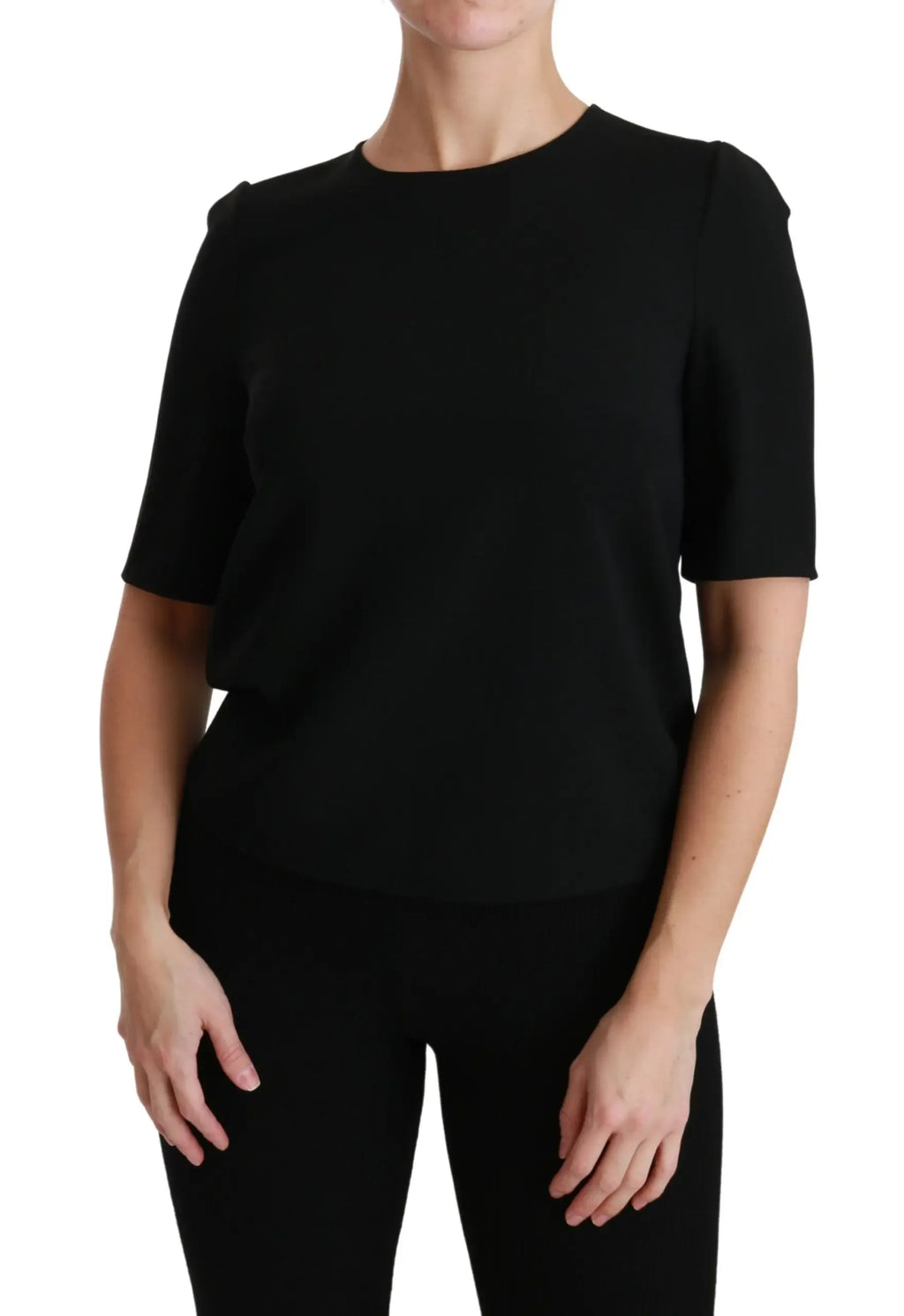 Dolce & Gabbana Black Short Sleeve Casual Top Stretch Blouse - Zeiniez