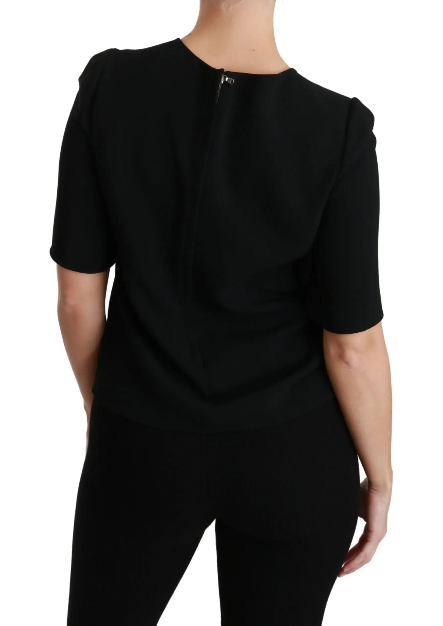Dolce & Gabbana Black Short Sleeve Casual Top Stretch Blouse - Zeiniez