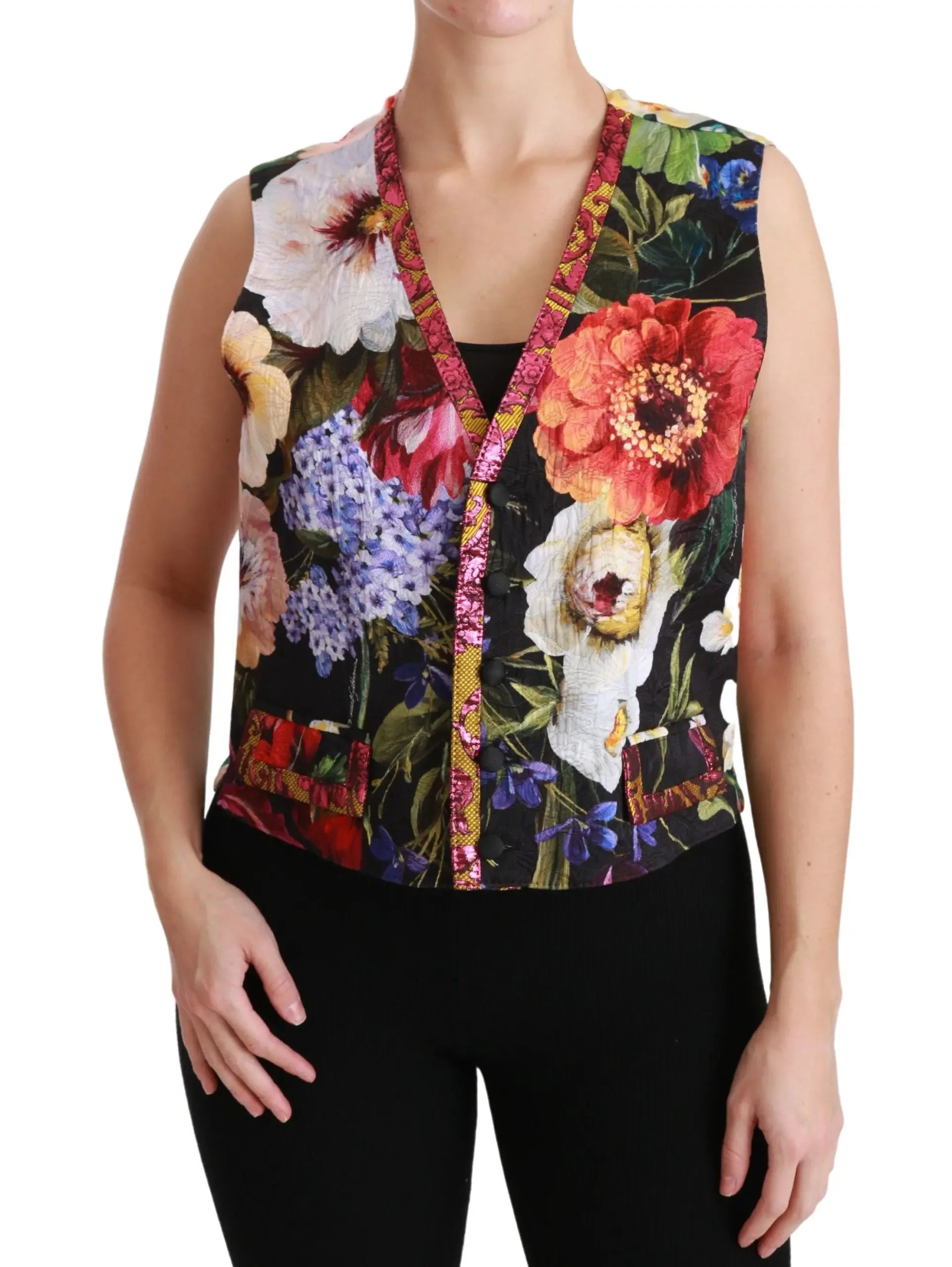 Dolce & Gabbana Multicolor Floral Sleeveless Waistcoat Top Vest - Zeiniez