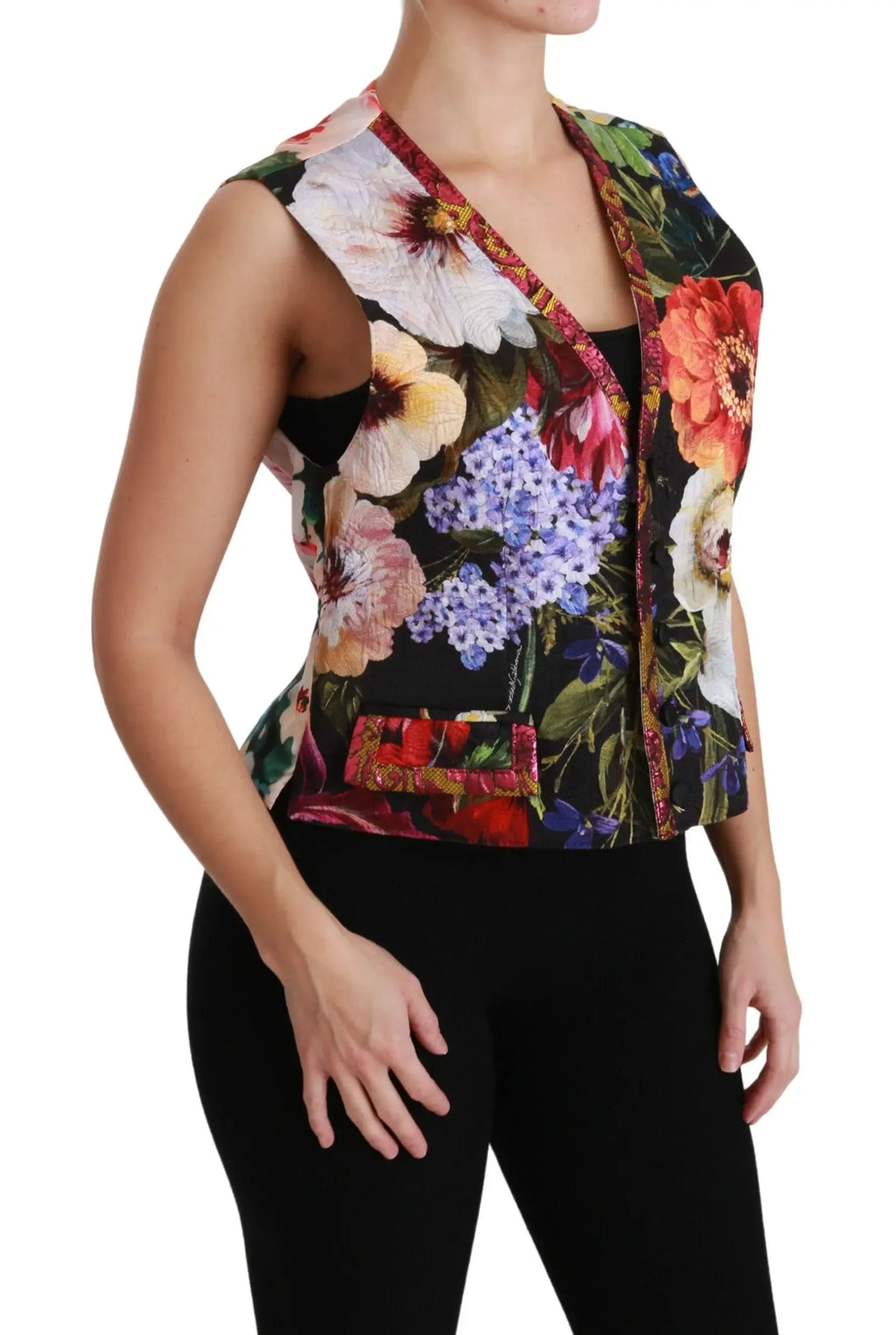 Dolce & Gabbana Multicolor Floral Sleeveless Waistcoat Top Vest - Zeiniez