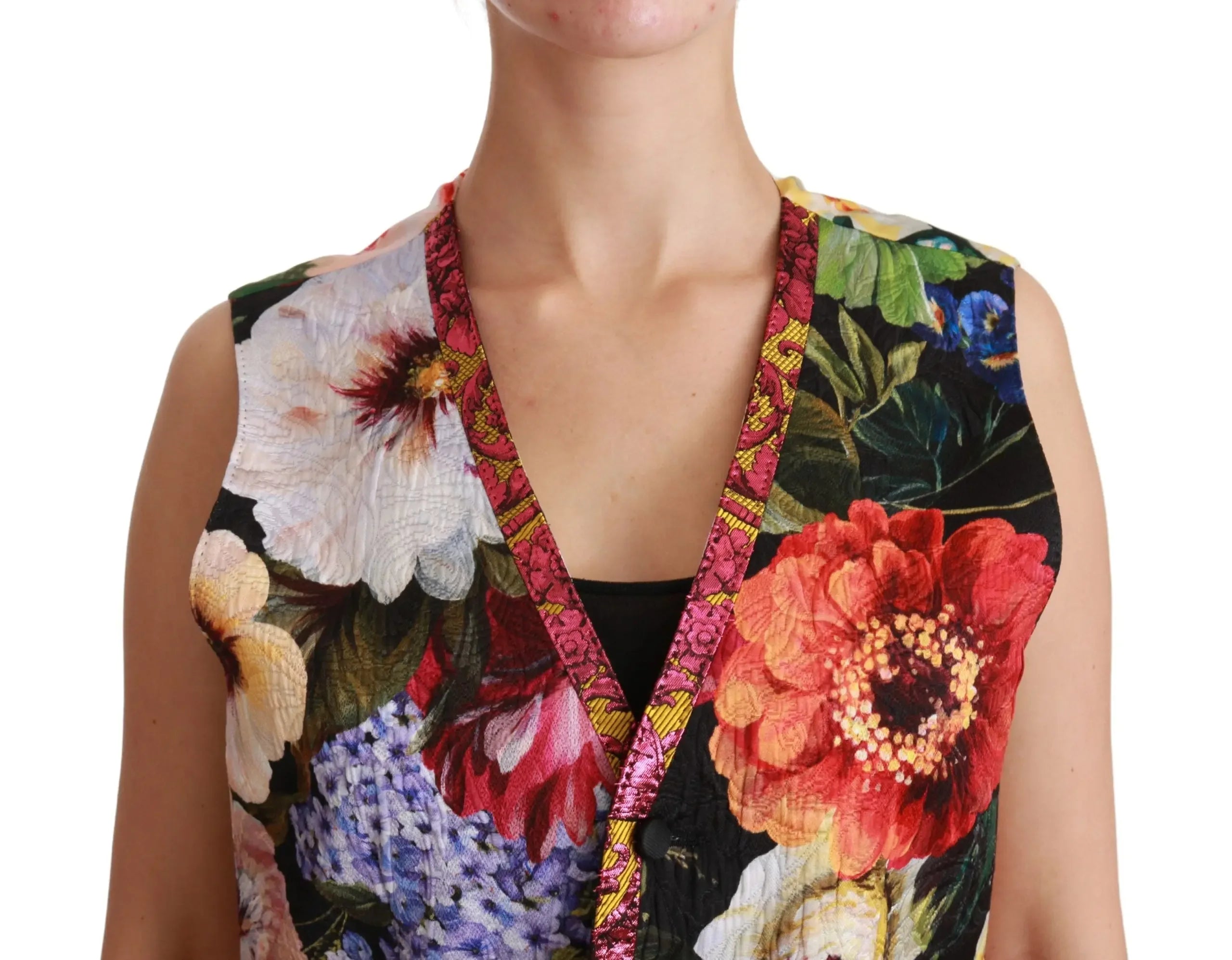 Dolce & Gabbana Multicolor Floral Sleeveless Waistcoat Top Vest - Zeiniez