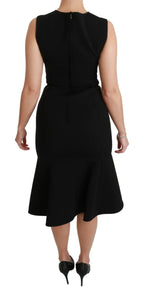 Dolce & Gabbana Black Fit Flare Wool Stretch Sheath Dress - Zeiniez