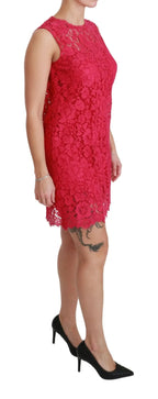 Dolce & Gabbana Pink Floral Lace Shift Gown Mini Dress - Zeiniez