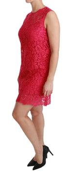 Dolce & Gabbana Pink Floral Lace Shift Gown Mini Dress - Zeiniez