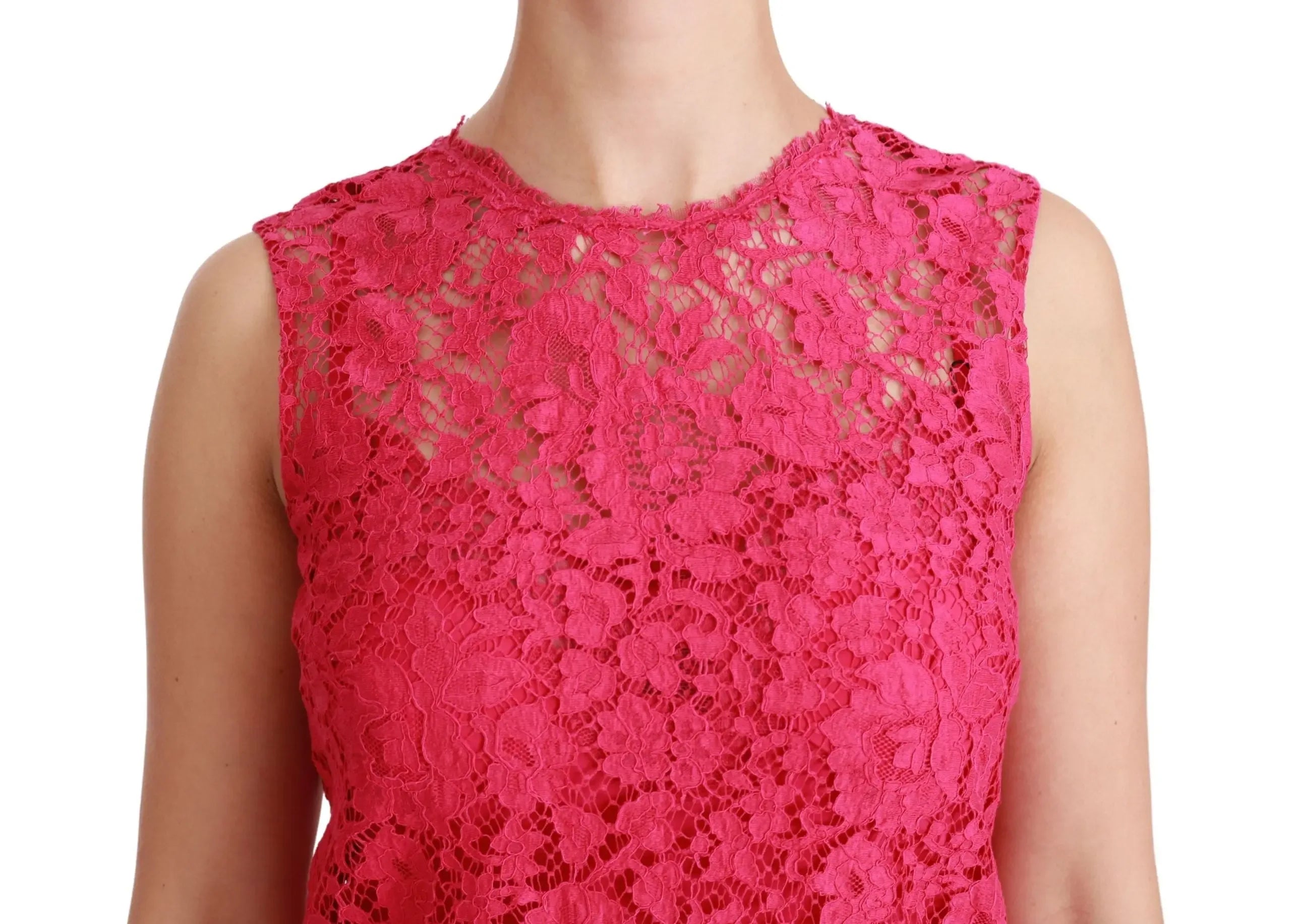 Dolce & Gabbana Pink Floral Lace Shift Gown Mini Dress - Zeiniez