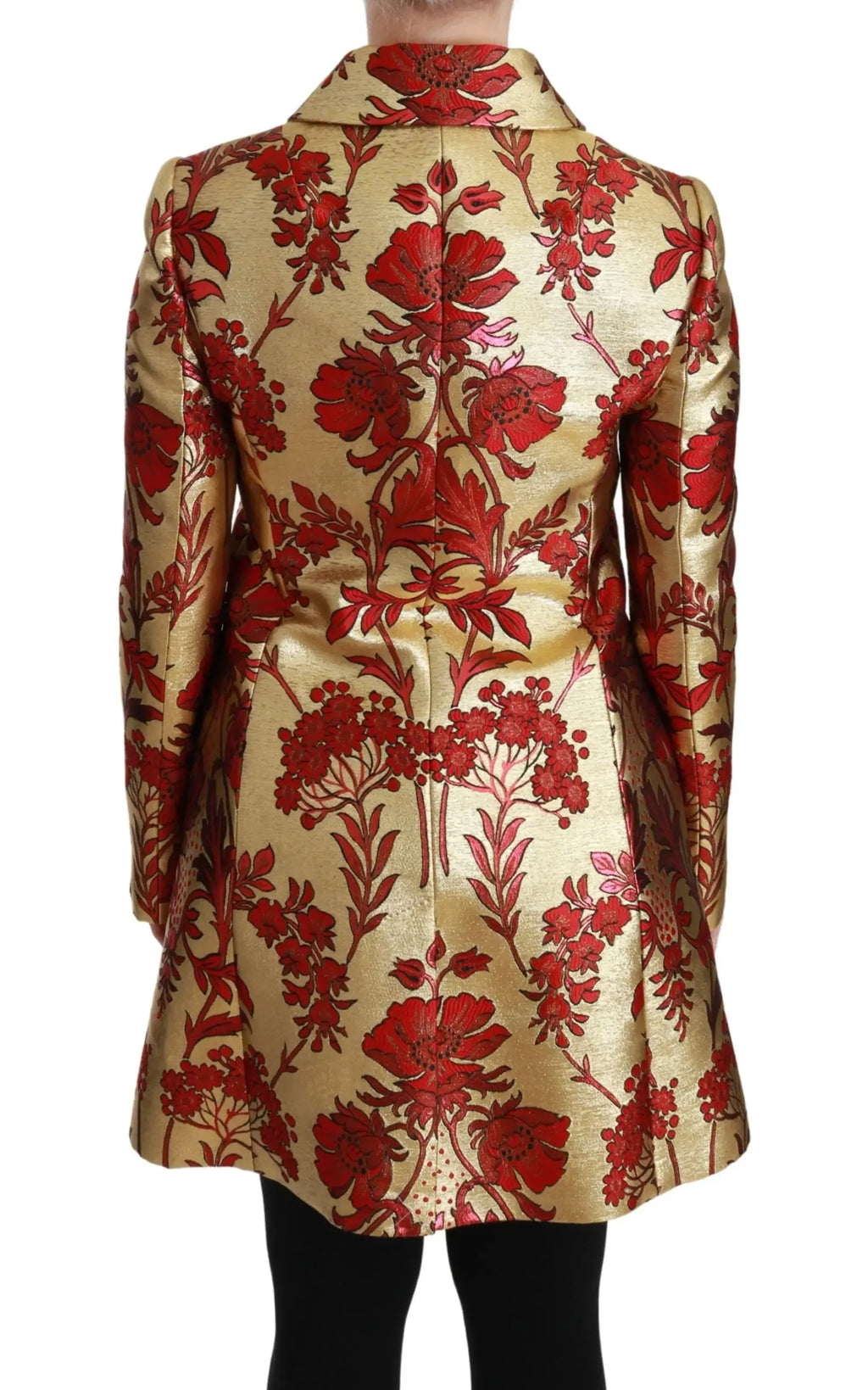 Dolce & Gabbana Red Gold Floral Brocade Cape Coat Jacket - Zeiniez