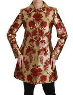 Dolce & Gabbana Red Gold Floral Brocade Cape Coat Jacket - Zeiniez