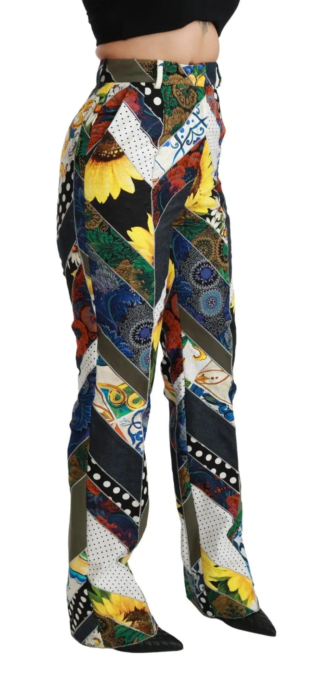Dolce & Gabbana Multicolor Print High Waist Straight Pants - Zeiniez