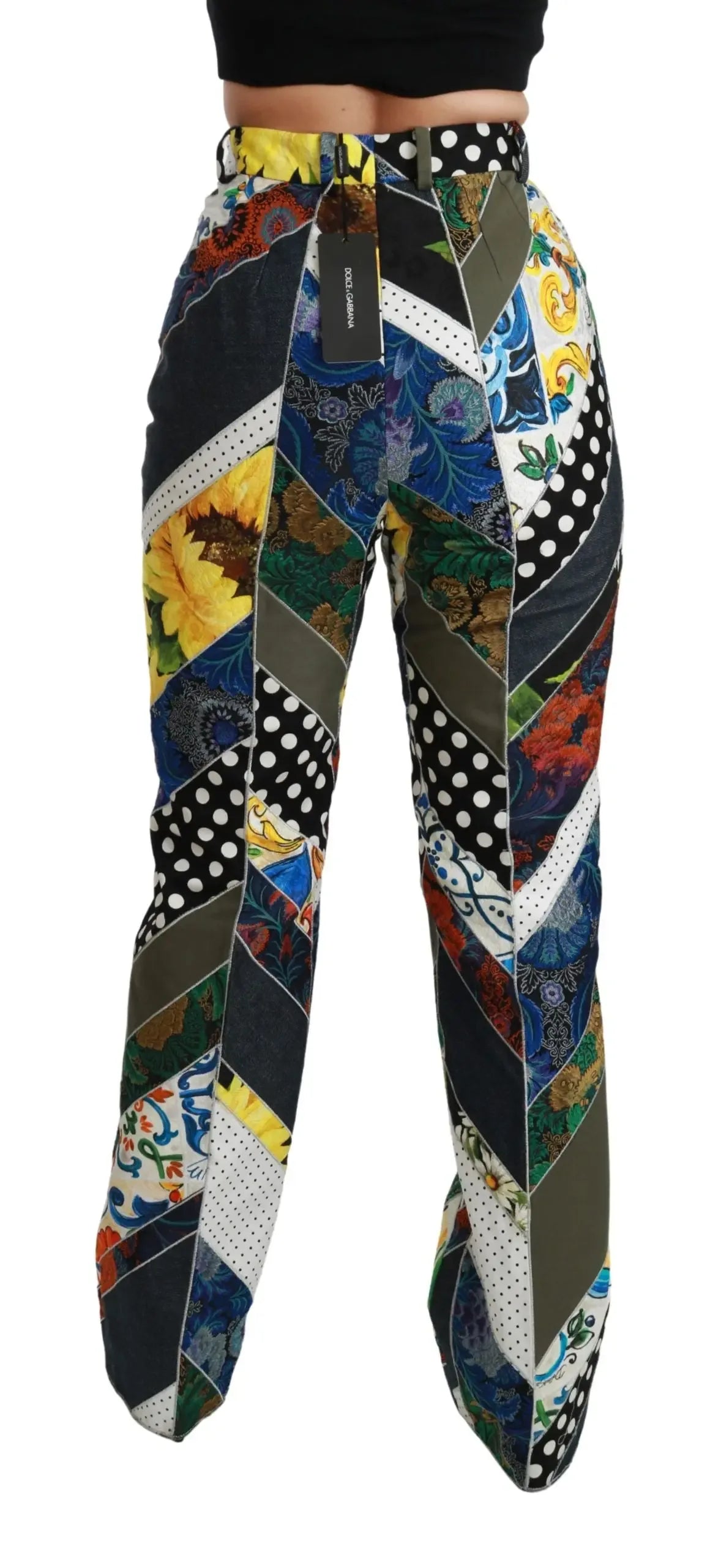 Dolce & Gabbana Multicolor Print High Waist Straight Pants - Zeiniez