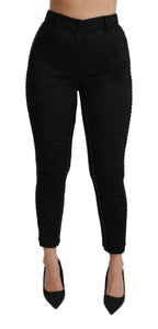Dolce & Gabbana Black Brocade Skinny High Waist Pants - Zeiniez