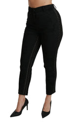 Dolce & Gabbana Black Brocade Skinny High Waist Pants - Zeiniez