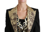 Dolce & Gabbana Black Jacquard Vest Blazer Coat Wool Jacket - Zeiniez