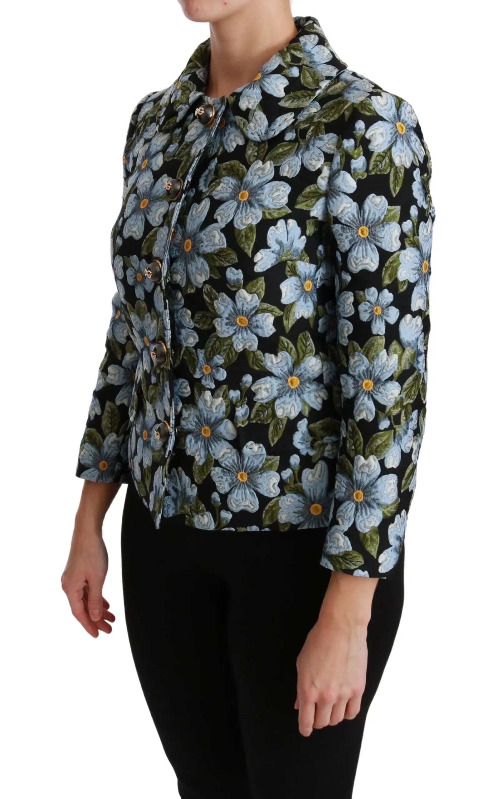 Dolce & Gabbana Multicolor Floral Blazer Coat Polyester Jacket - Zeiniez