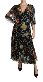 Dolce & Gabbana Black Sea Fish Sicily A-line Shift Dress - Zeiniez