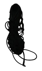 Dolce & Gabbana Black Suede Strap Stilettos Shoes Sandals - Zeiniez