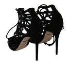 Dolce & Gabbana Black Suede Strap Stilettos Shoes Sandals - Zeiniez