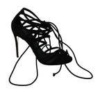 Dolce & Gabbana Black Suede Strap Stilettos Shoes Sandals - Zeiniez