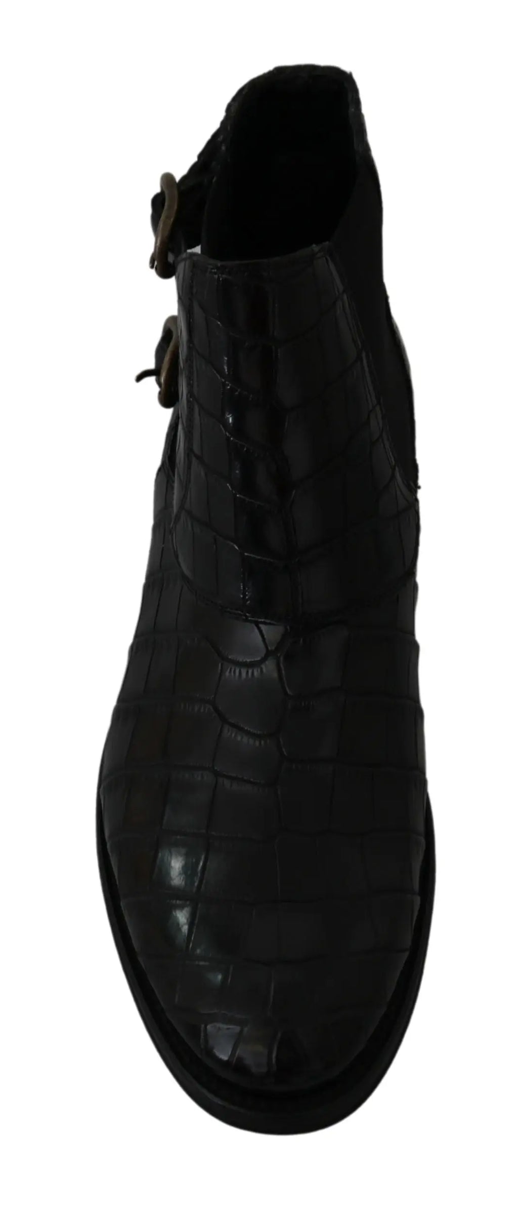 Dolce & Gabbana Black Crocodile Leather Derby Boots Shoes - Zeiniez