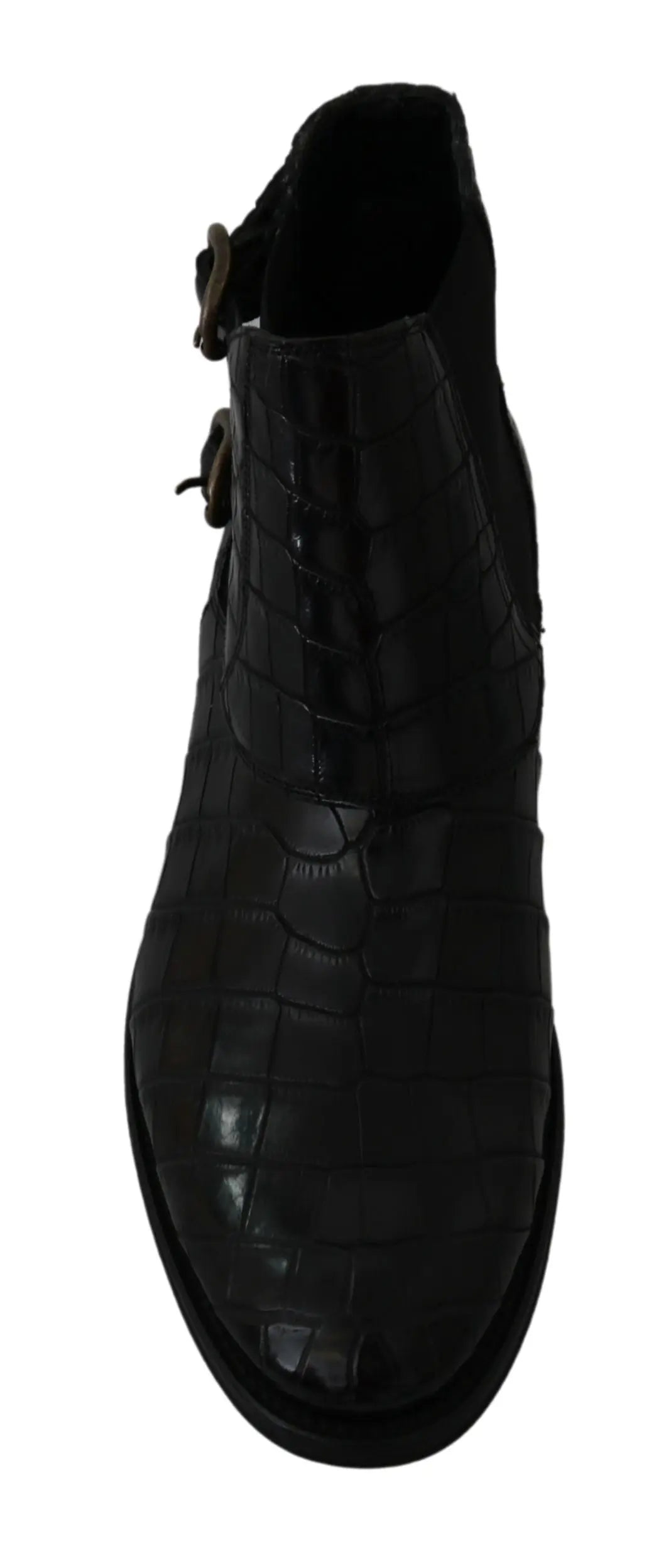 Dolce & Gabbana Black Crocodile Leather Derby Boots Shoes - Zeiniez