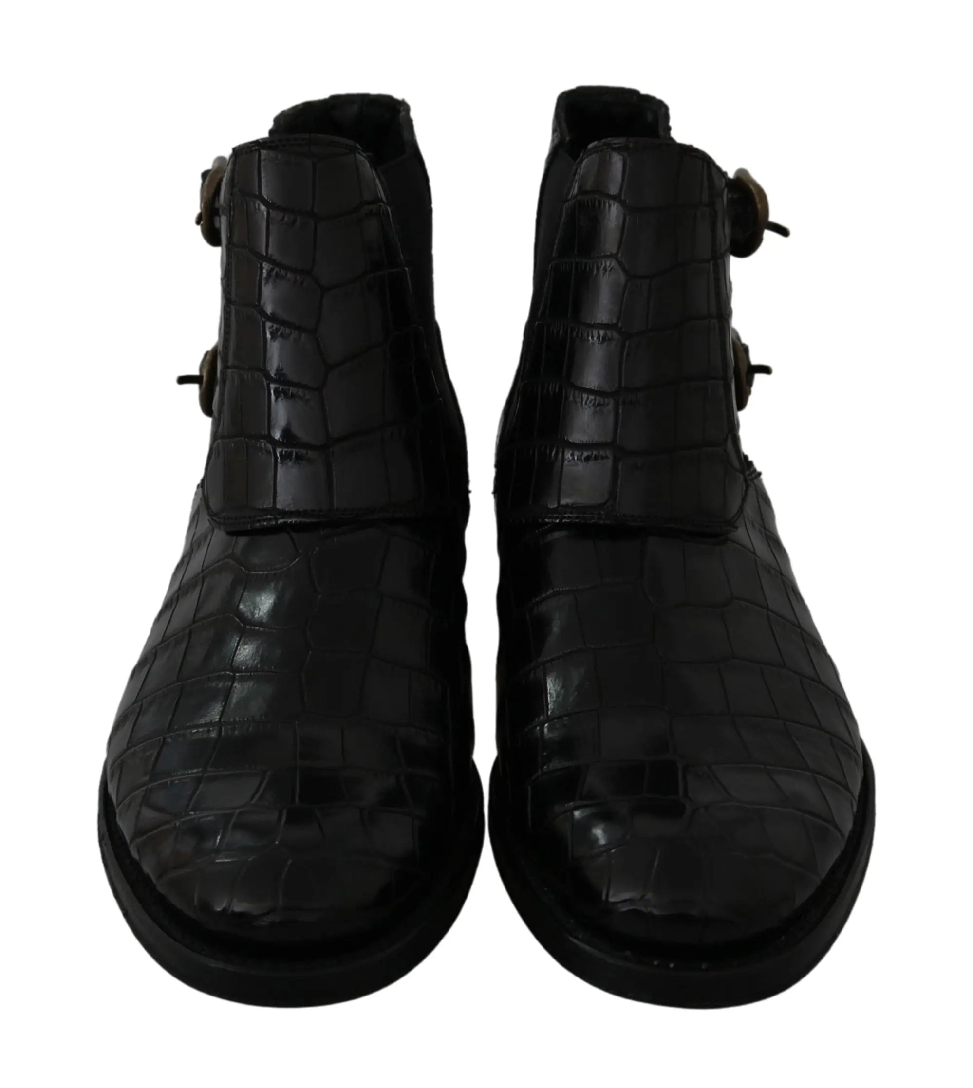 Dolce & Gabbana Black Crocodile Leather Derby Boots Shoes - Zeiniez