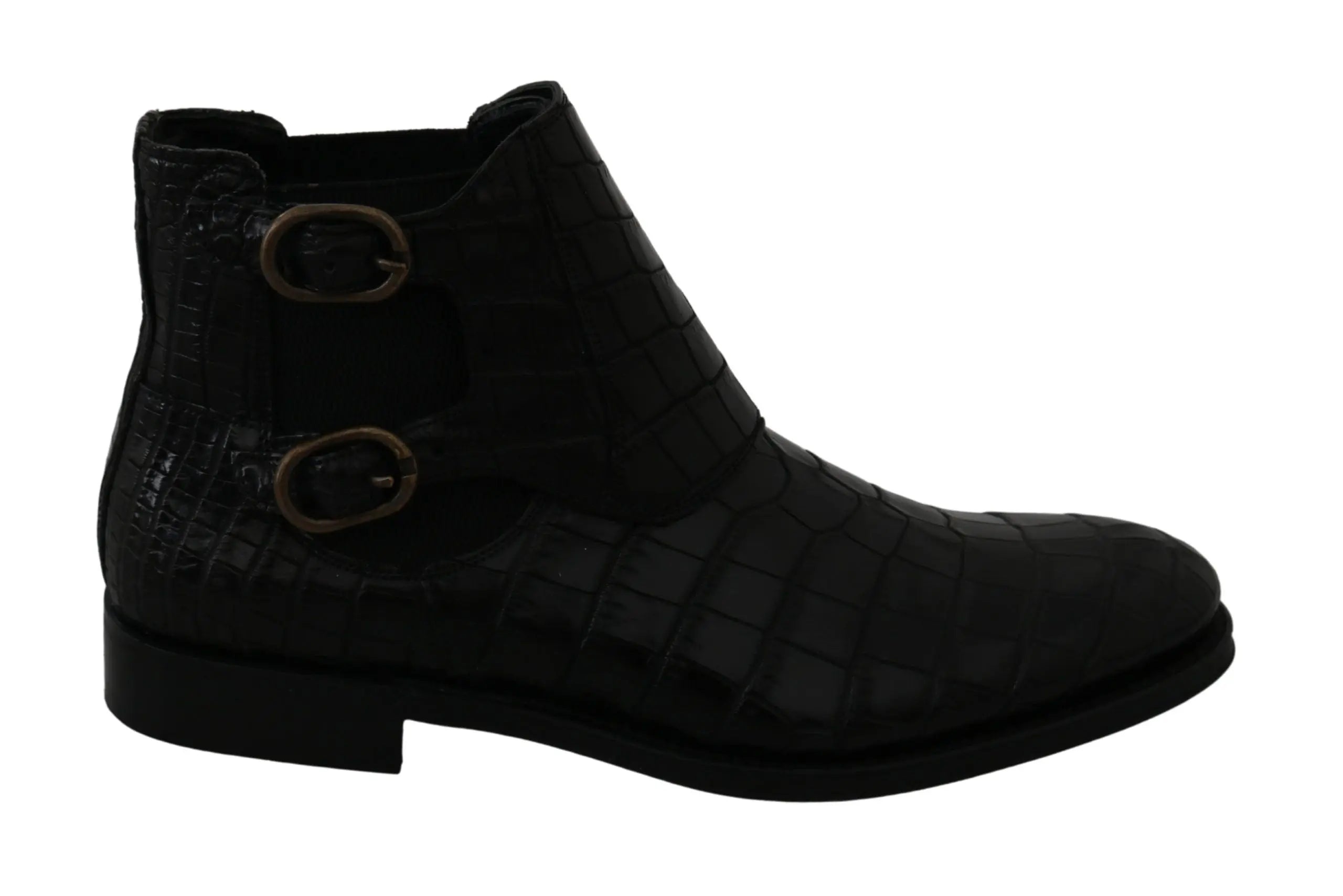 Dolce & Gabbana Black Crocodile Leather Derby Boots Shoes - Zeiniez
