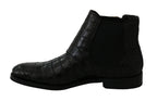 Dolce & Gabbana Black Crocodile Leather Derby Boots Shoes - Zeiniez