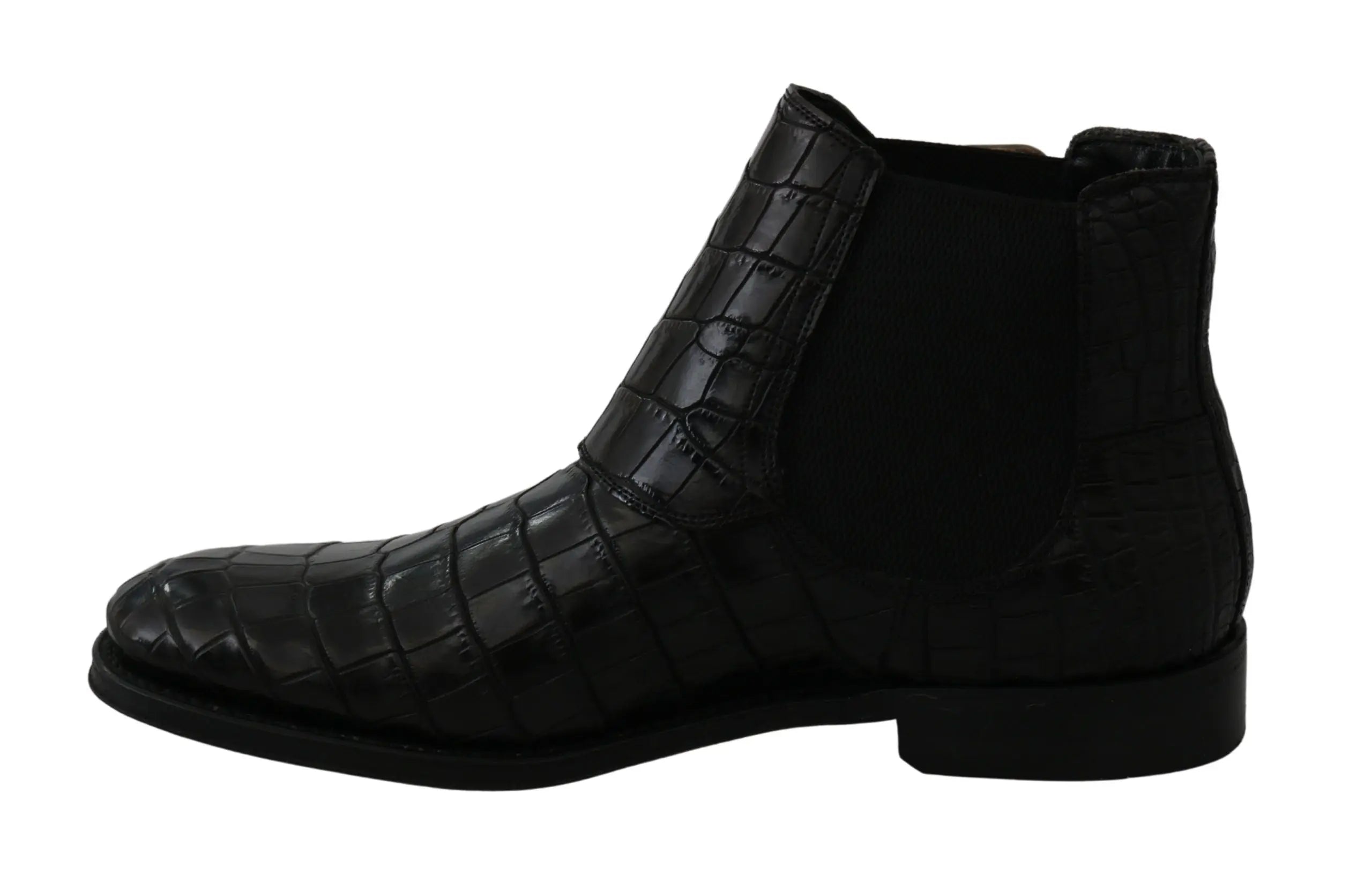 Dolce & Gabbana Black Crocodile Leather Derby Boots Shoes - Zeiniez