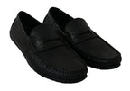 Dolce & Gabbana Black Lizard Leather Flat Loafers Shoes - Zeiniez