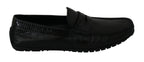 Dolce & Gabbana Black Lizard Leather Flat Loafers Shoes - Zeiniez