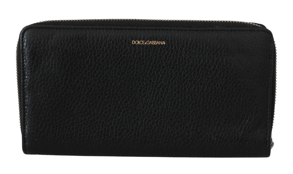 Dolce & Gabbana Black Mens Zipper Continental Purse 100% Leather Wallet - Zeiniez