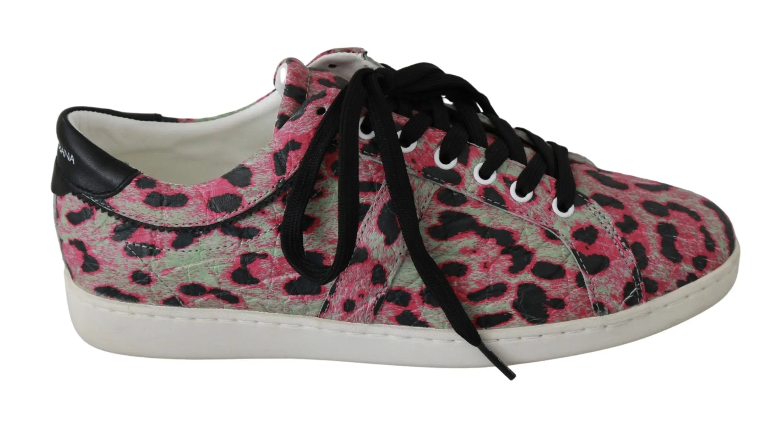 Dolce & Gabbana Pink Leopard Print Training Leather Flat Sneakers - Zeiniez