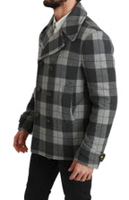 Dolce & Gabbana Gray Check Wool Cashmere Coat Jacket - Zeiniez