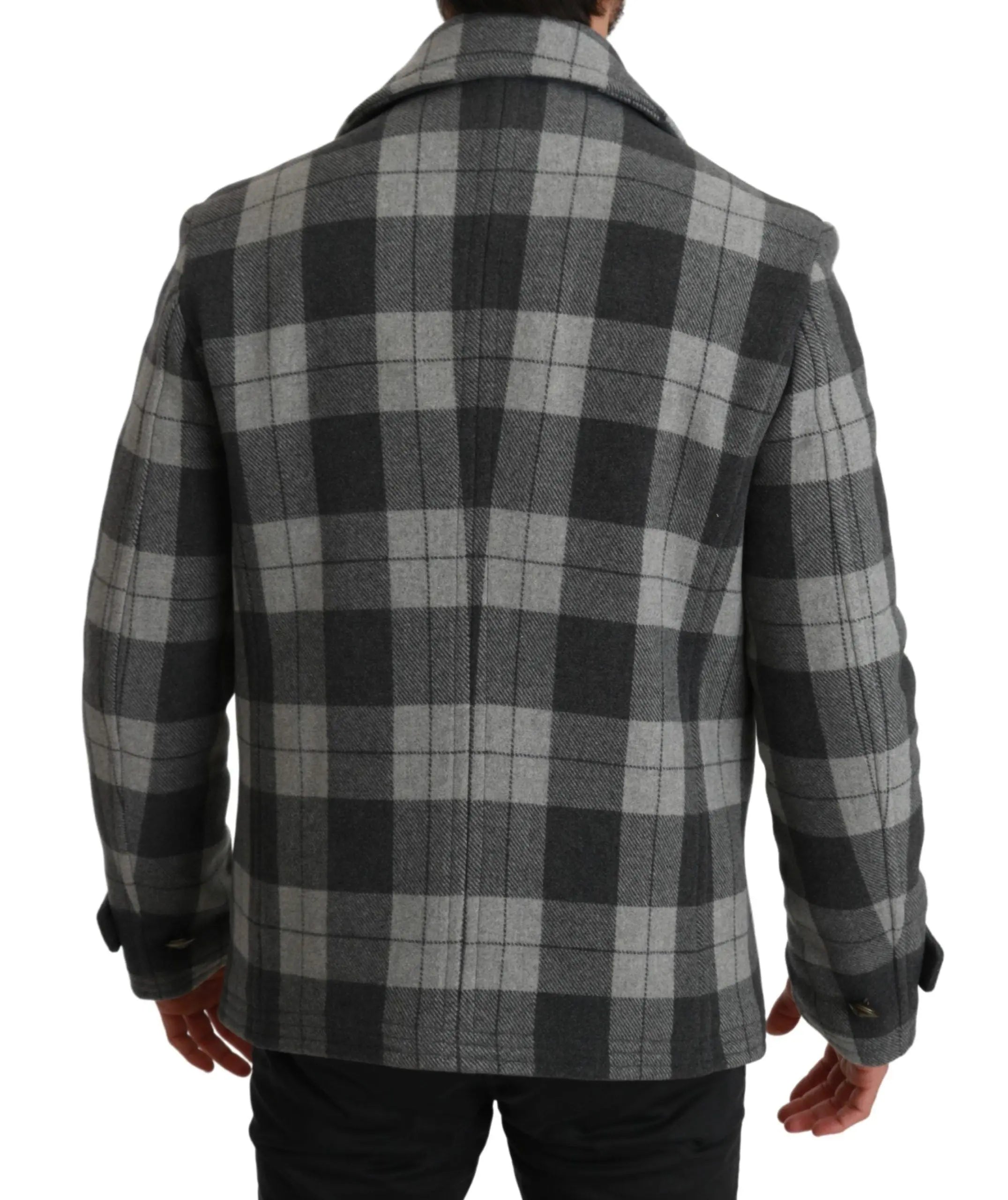 Dolce & Gabbana Gray Check Wool Cashmere Coat Jacket - Zeiniez