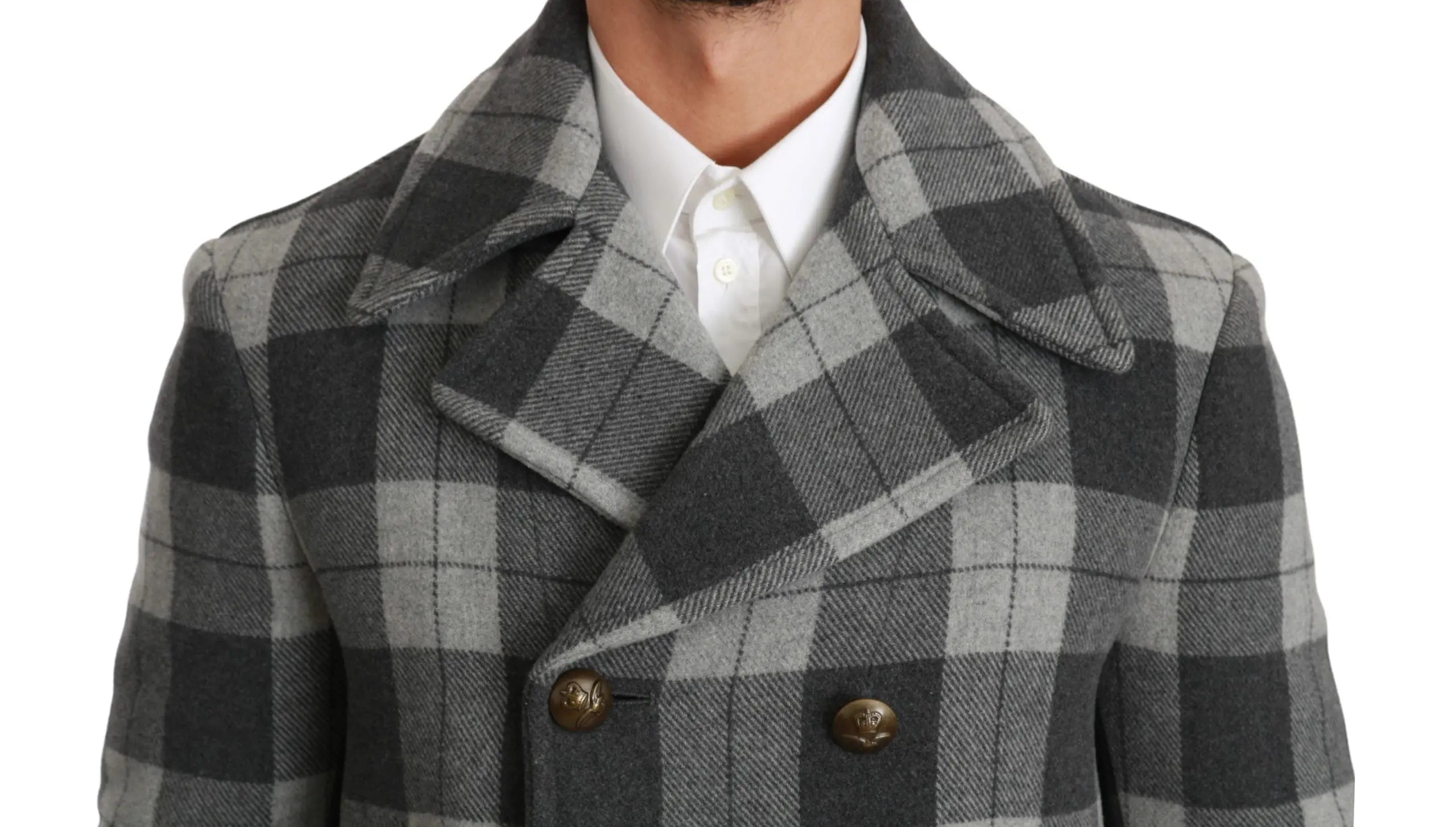Dolce & Gabbana Gray Check Wool Cashmere Coat Jacket - Zeiniez