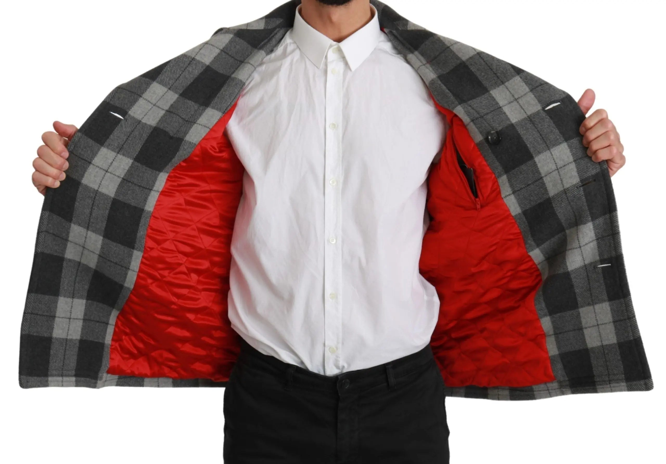 Dolce & Gabbana Gray Check Wool Cashmere Coat Jacket - Zeiniez