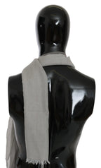 Costume National Gray Fringe Neck Wrap Cotton Scarf - Zeiniez