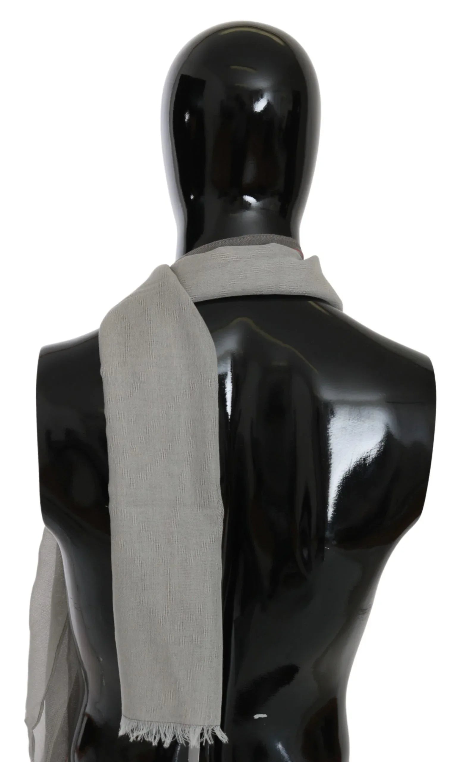 Costume National Gray Fringe Neck Wrap Cotton Scarf - Zeiniez