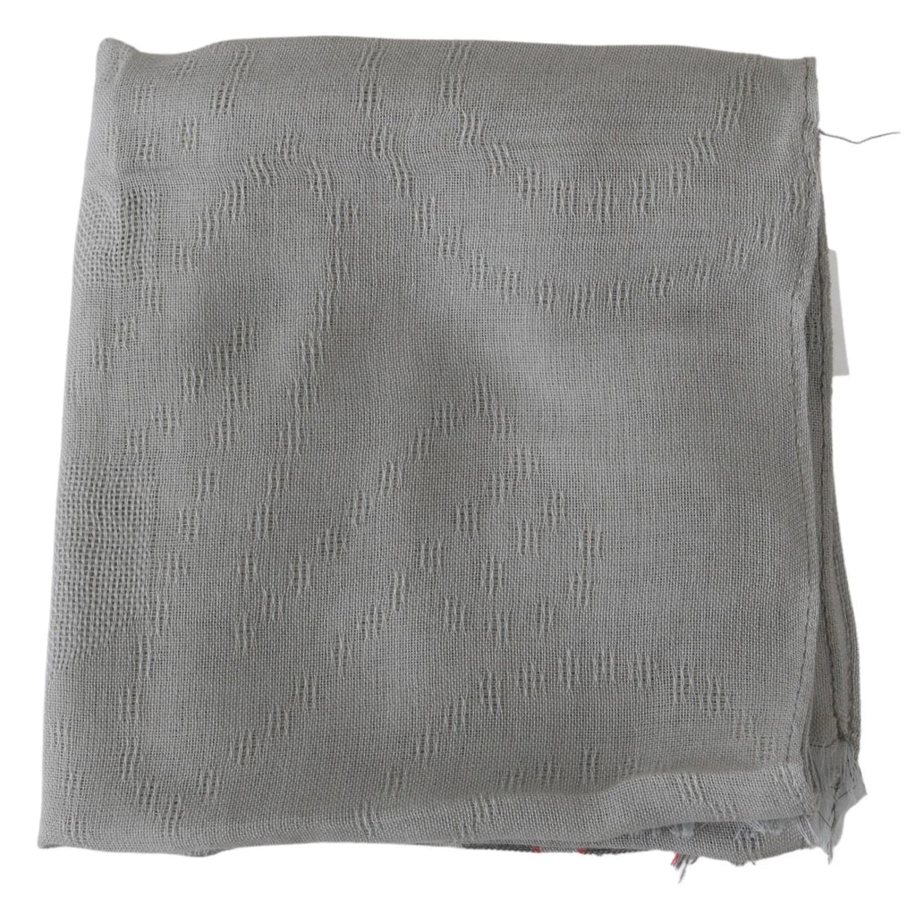 Costume National Gray Fringe Neck Wrap Cotton Scarf - Zeiniez